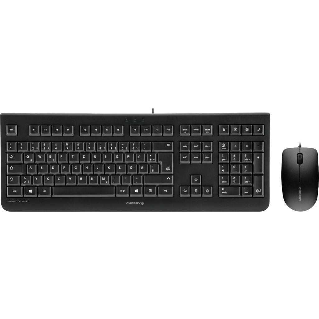 Cherry dc 2000, desktopset (zwart, eu lay-out (qwerty), rubberdome, 1,200 dpi)
