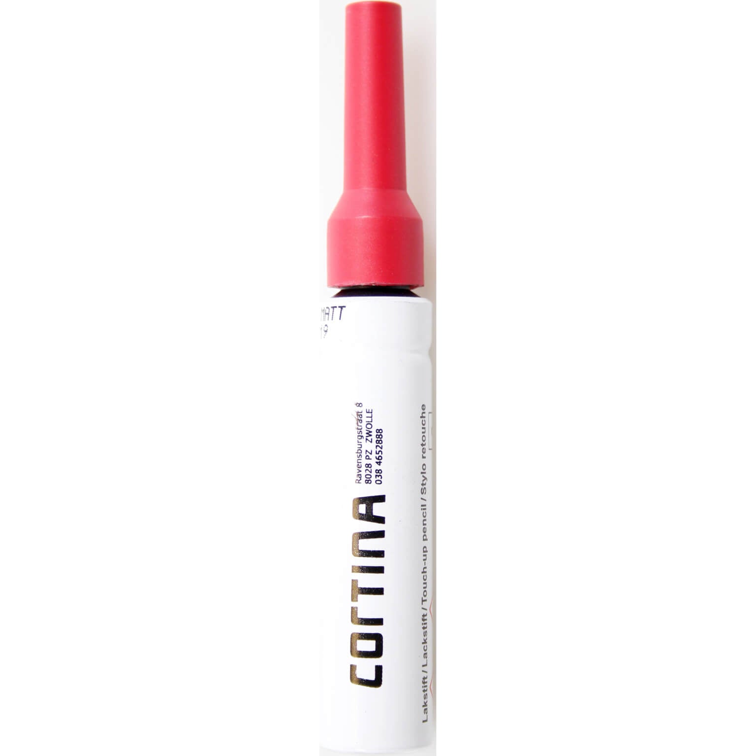 Cortina lakstift raspberry red pms 8883 matte