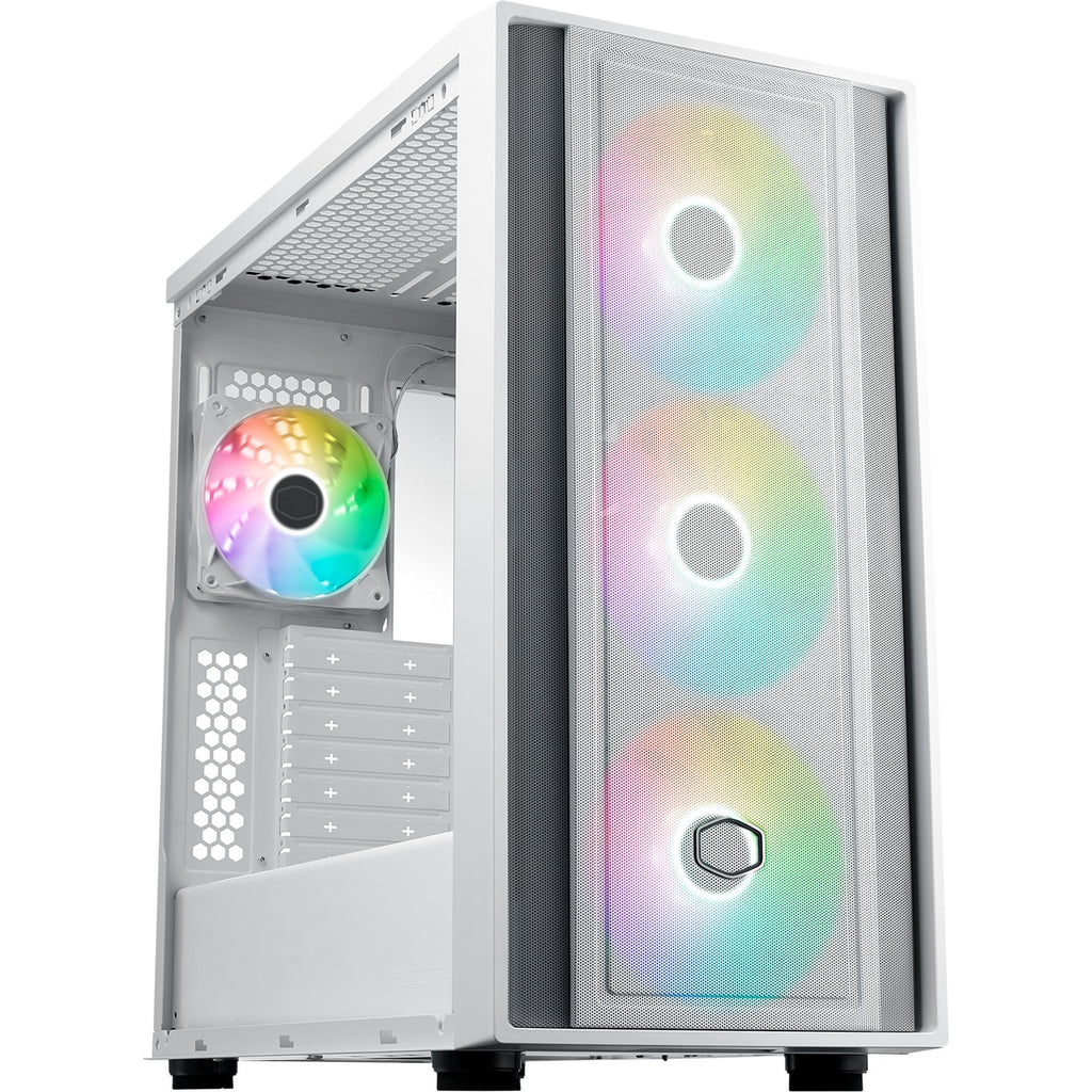 Cooler master masterbox 600 midi tower behuizing (wit | 2x usb-a | 1x usb-c | rgb | tempered glass)
