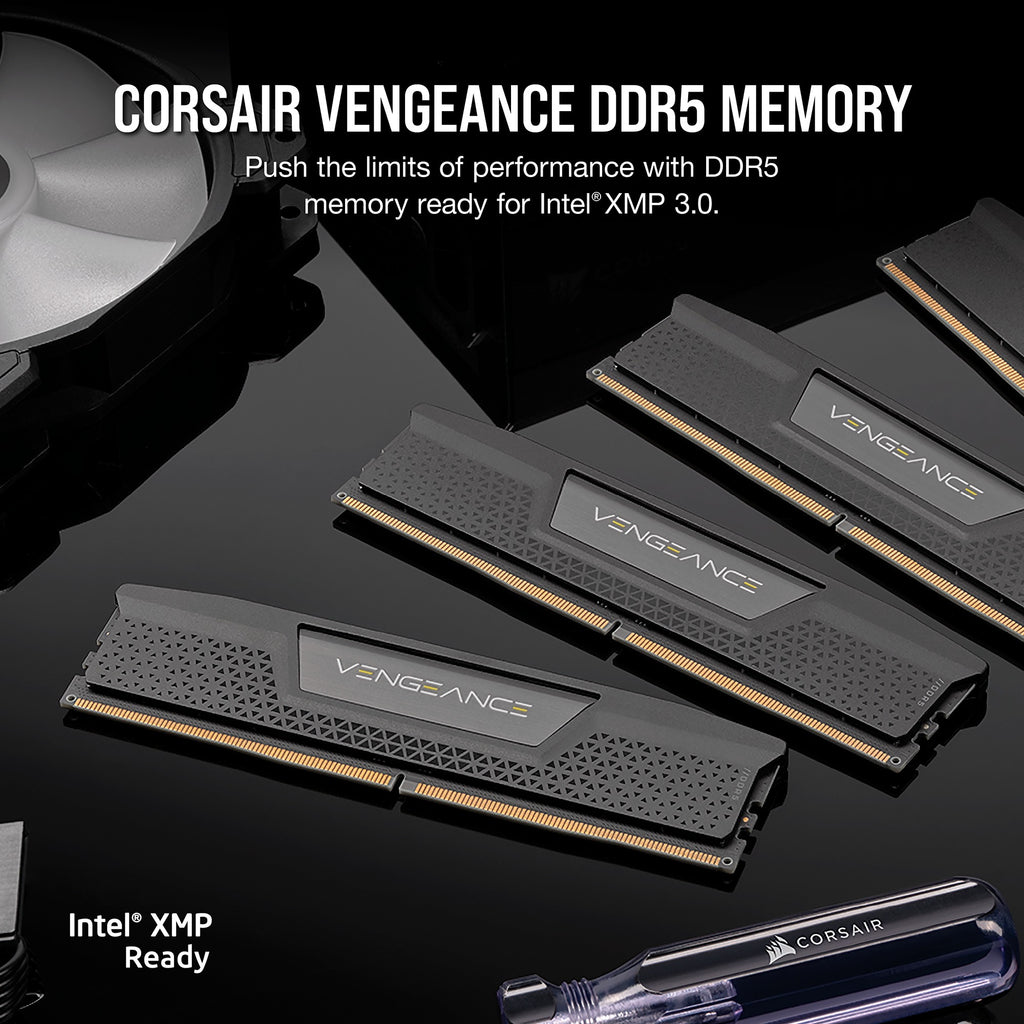 Corsair 32 gb ddr5-6000 kit werkgeheugen (zwart, cmk32gx5m2b6000c30, vengeance, xmp)