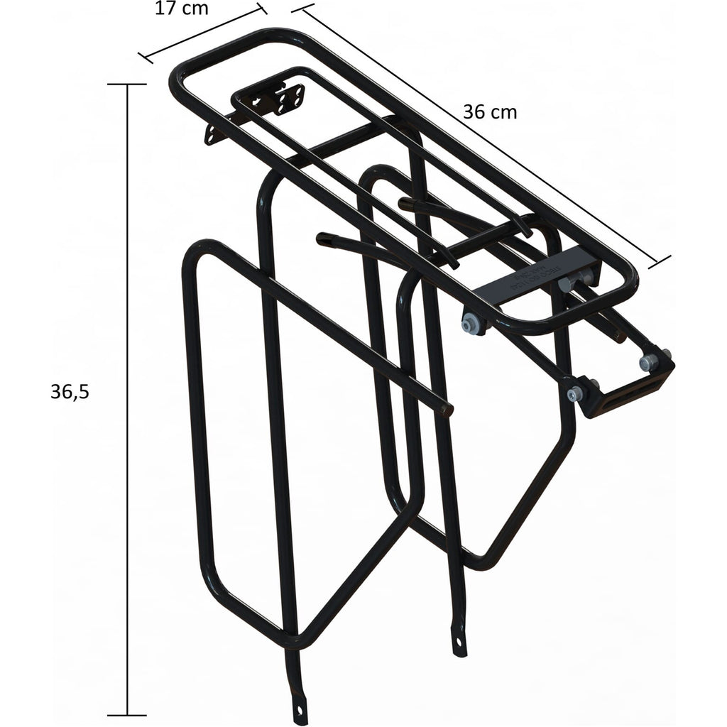 achterdrager met tasafhouders 28 inch staal zwart