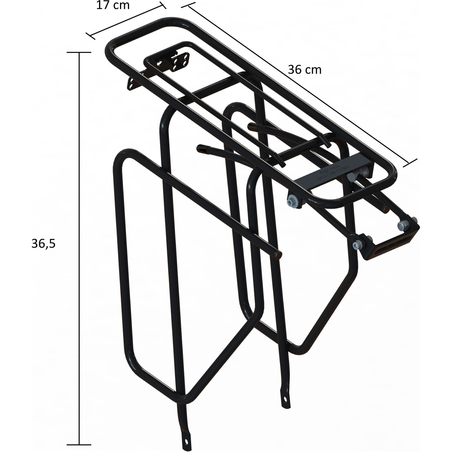 achterdrager met tasafhouders 28 inch staal zwart