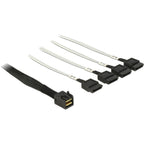 Delock mini sas hd sff-8643 > 4x sata 7-pin kabel (zwart, 0,5 meter)