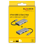 Delock external usb 3.2 gen 2 usb type-c hub usb-hub (grijs)