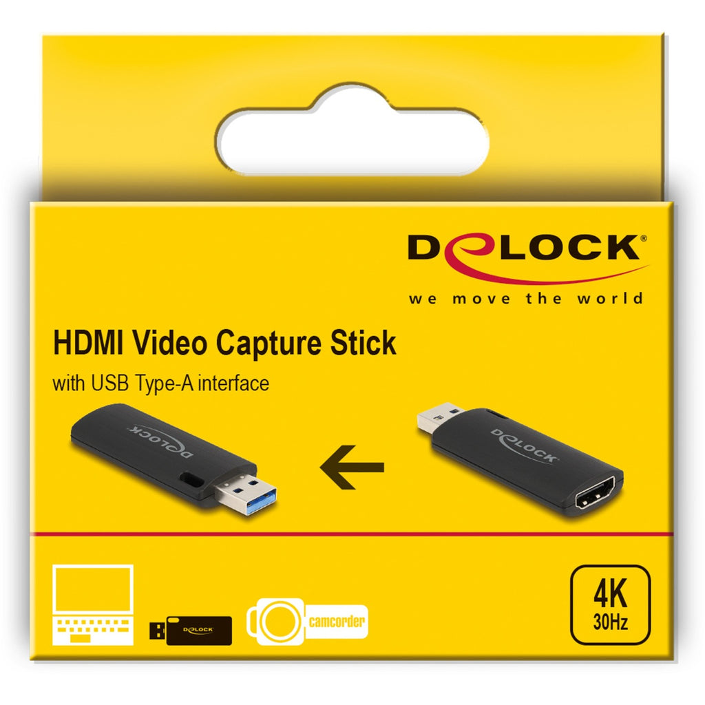 delock hdmi video capture stick usb-a adapter (zwart)