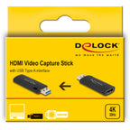 delock hdmi video capture stick usb-a adapter (zwart)