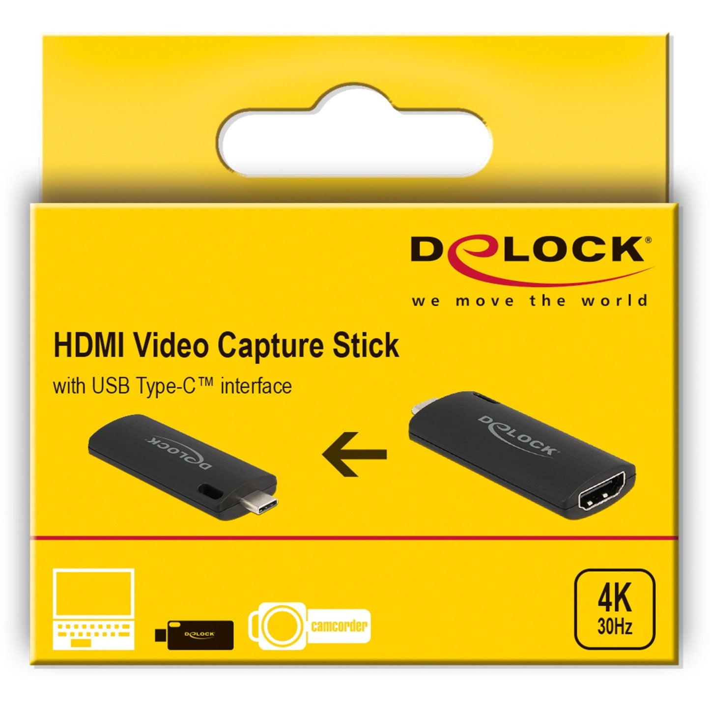 delock hdmi video capture stick usb-c adapter (zwart)