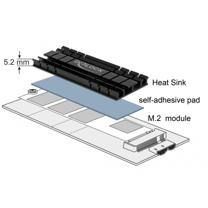 DeLOCK DeLOCK Heatsink flat 100 mm voor M.2 module