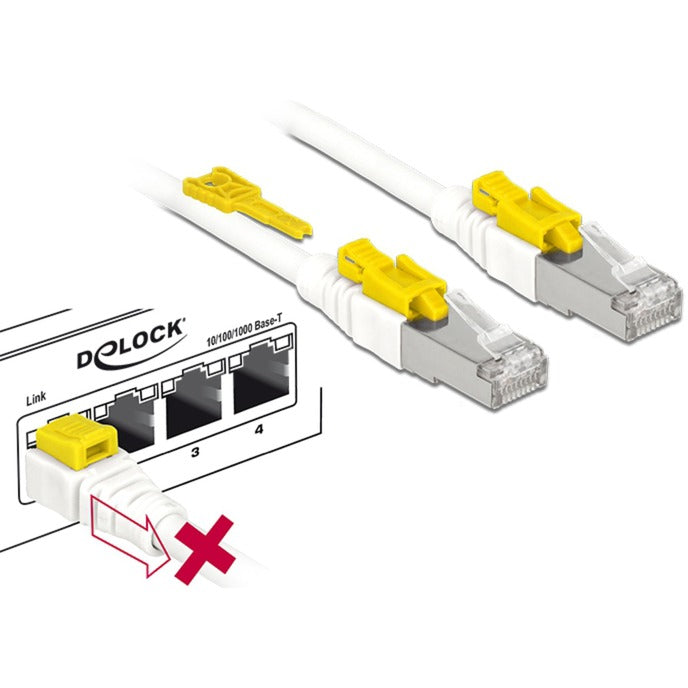 Delock patchkabel rj-45 secure met cat.6a (wit, 85335, 5 meter)