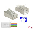 Delock rj45 crimp+cut plug cat.6 stp stekker (transparant, 20 stuks)