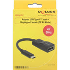 Delock usb-c > displayport adapter (zwart, dp alt mode, 4k 60 hz)