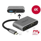 Delock usb-c > hdmi + vga adapter (grijs, 0,12 meter)