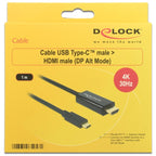 Delock usb-c (male) > hdmi (male) (dp alt mode) kabel (zwart, 1 meter, 4k 30 hz)