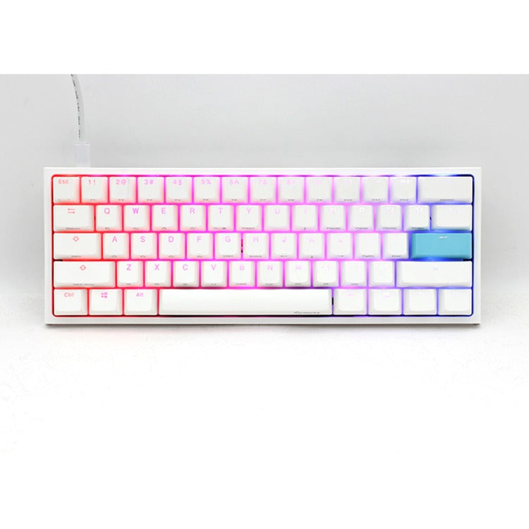 Ducky one 2 pro mini white classic, gaming toetsenbord (wit, us lay-out, cherry mx silent red, rgb led, double-shot pbt, quack mechanics, 60%)