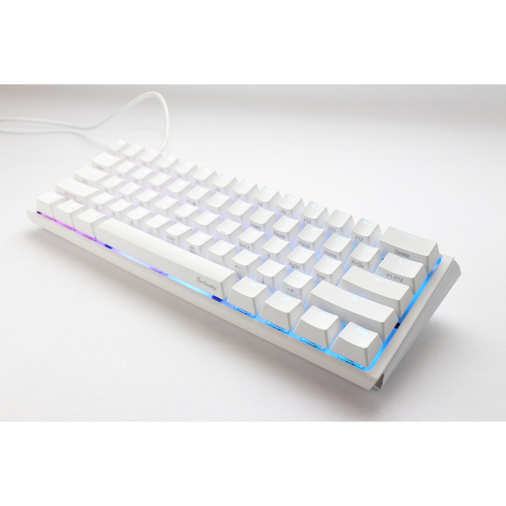 Ducky one 3 classic pure white mini, toetsenbord (wit, us lay-out, cherry mx red, rgb led, double-shot pbt, hot-swappable, quack mechanics, 60%)