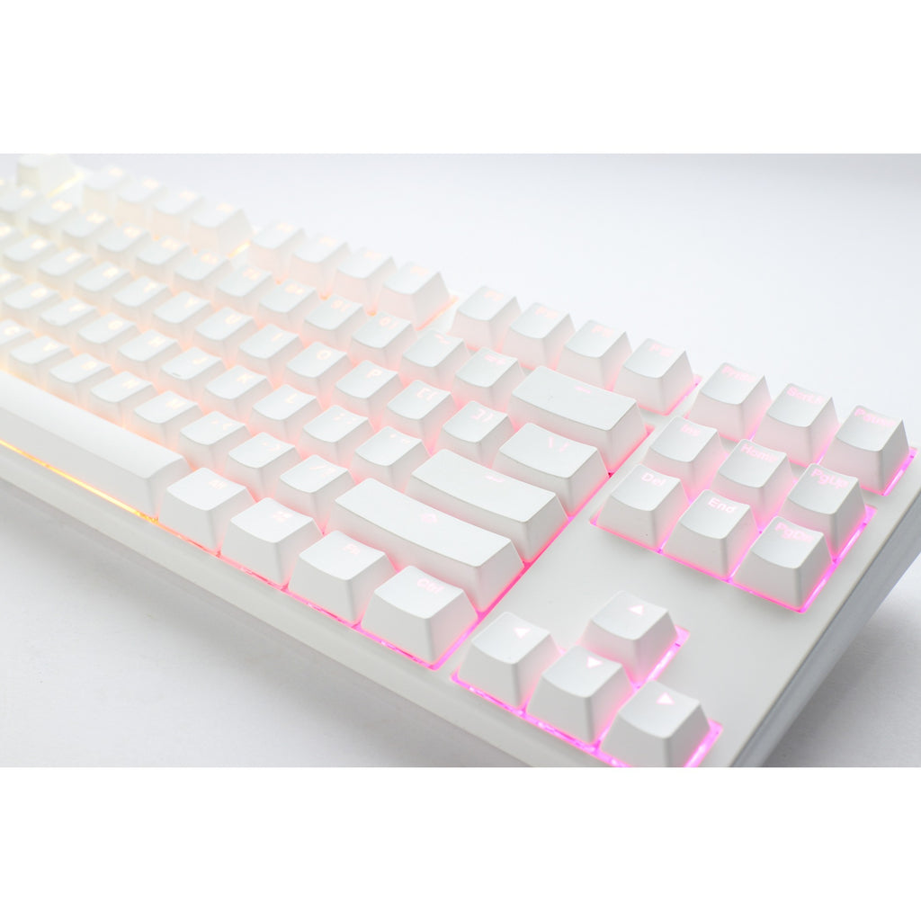 ducky one 3 classic pure white tkl, toetsenbord (wit, us lay-out, cherry mx silent red, rgb led, double-shot pbt, hot-swappable, quack mechanics, 80%)