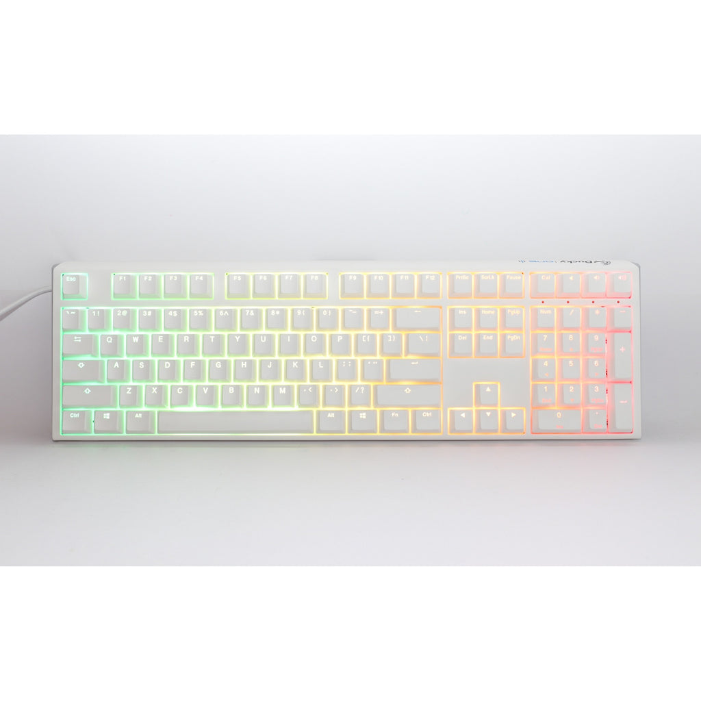 ducky one 3 classic pure white, toetsenbord (wit, us lay-out, cherry mx blue, rgb led, double-shot pbt, hot-swappable, quack mechanics)