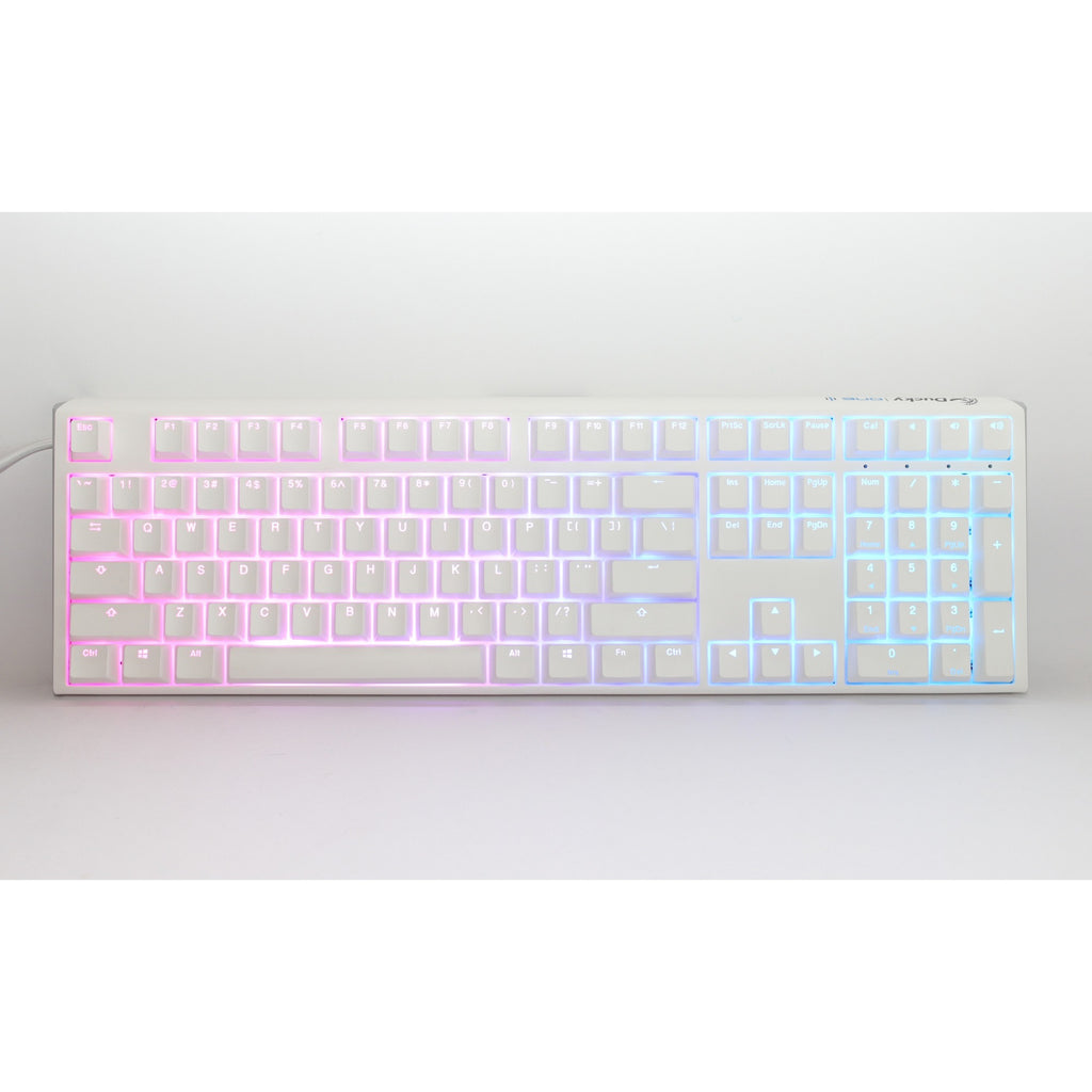 ducky one 3 classic pure white, toetsenbord (wit, us lay-out, cherry mx silent red, rgb led, double-shot pbt, hot-swappable, quack mechanics)