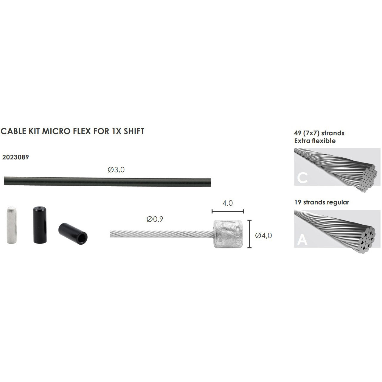 Elvedes schakel kabelkit micro flex ø3,2mm 2400mm 2500mm