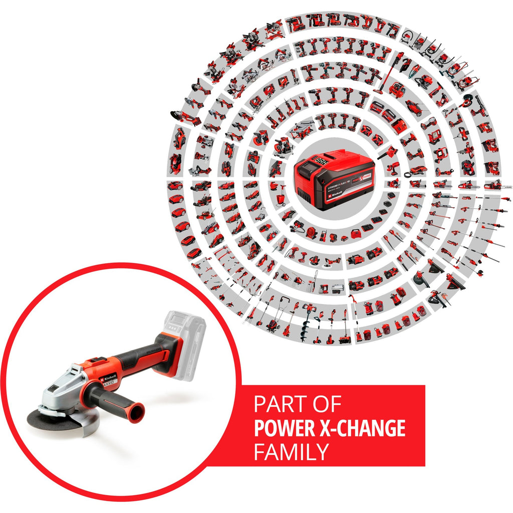 Einhell axxio accu haakse slijper 18 125 q (rood zwart, accu en oplader niet inbegrepen)