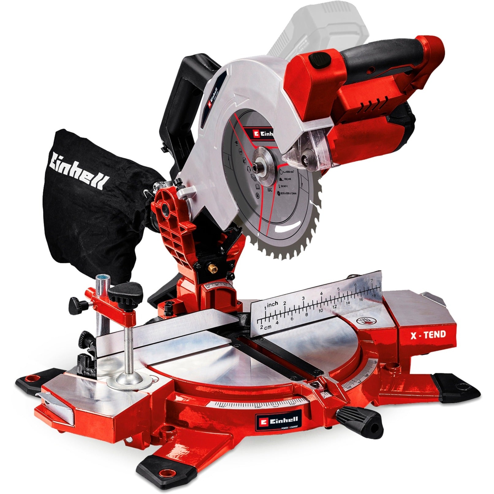 Einhell accu kap verstekzaag te-ms 18 210 li-solo afkort- en verstekzaag (rood zwart, accu en oplader niet inbegrepen)