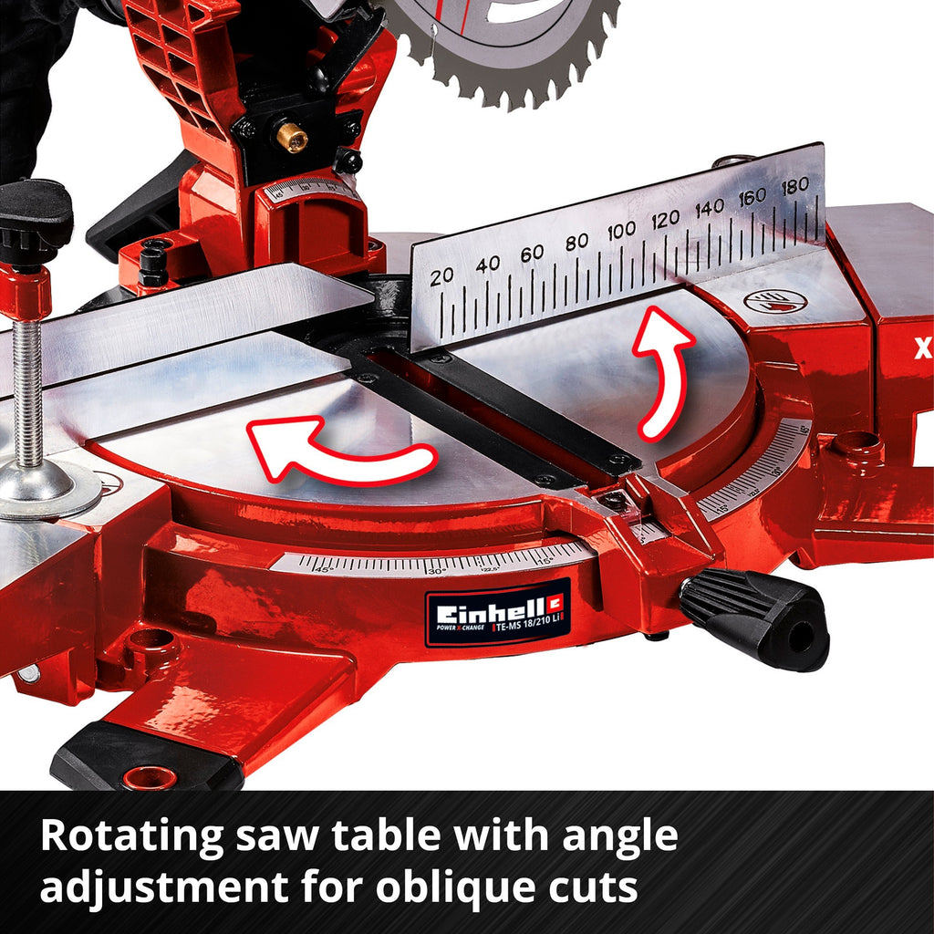 Einhell accu kap verstekzaag te-ms 18 210 li-solo afkort- en verstekzaag (rood zwart, accu en oplader niet inbegrepen)