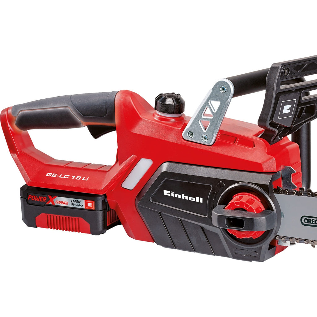 Einhell accu-kettingzaag ge-lc 18 li kit (rood, accu en oplader inbegrepen)