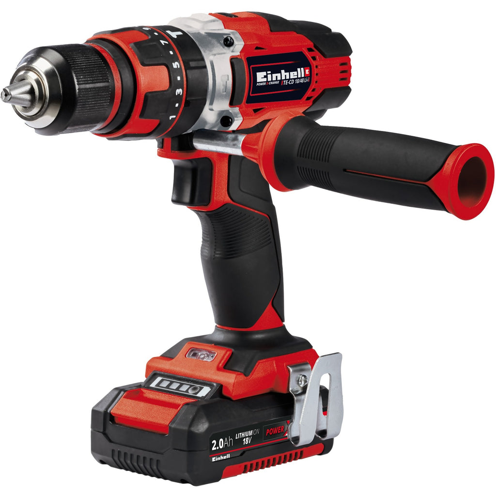 Einhell te-cd 18 48 li-i (2x2.0ah) klopboormachine klopboorschroevendraaier (zwart, koffer, oplader en 2 accu's inbegrepen)