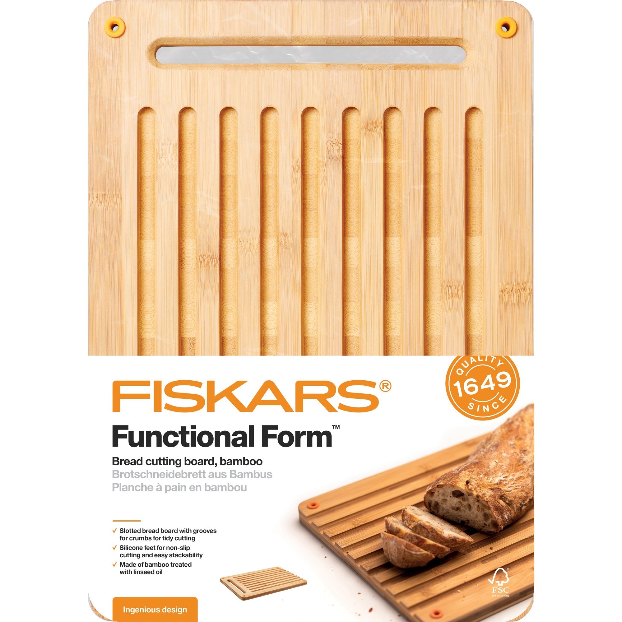 Fiskars Functional Form Bamboe broodsnijplank
