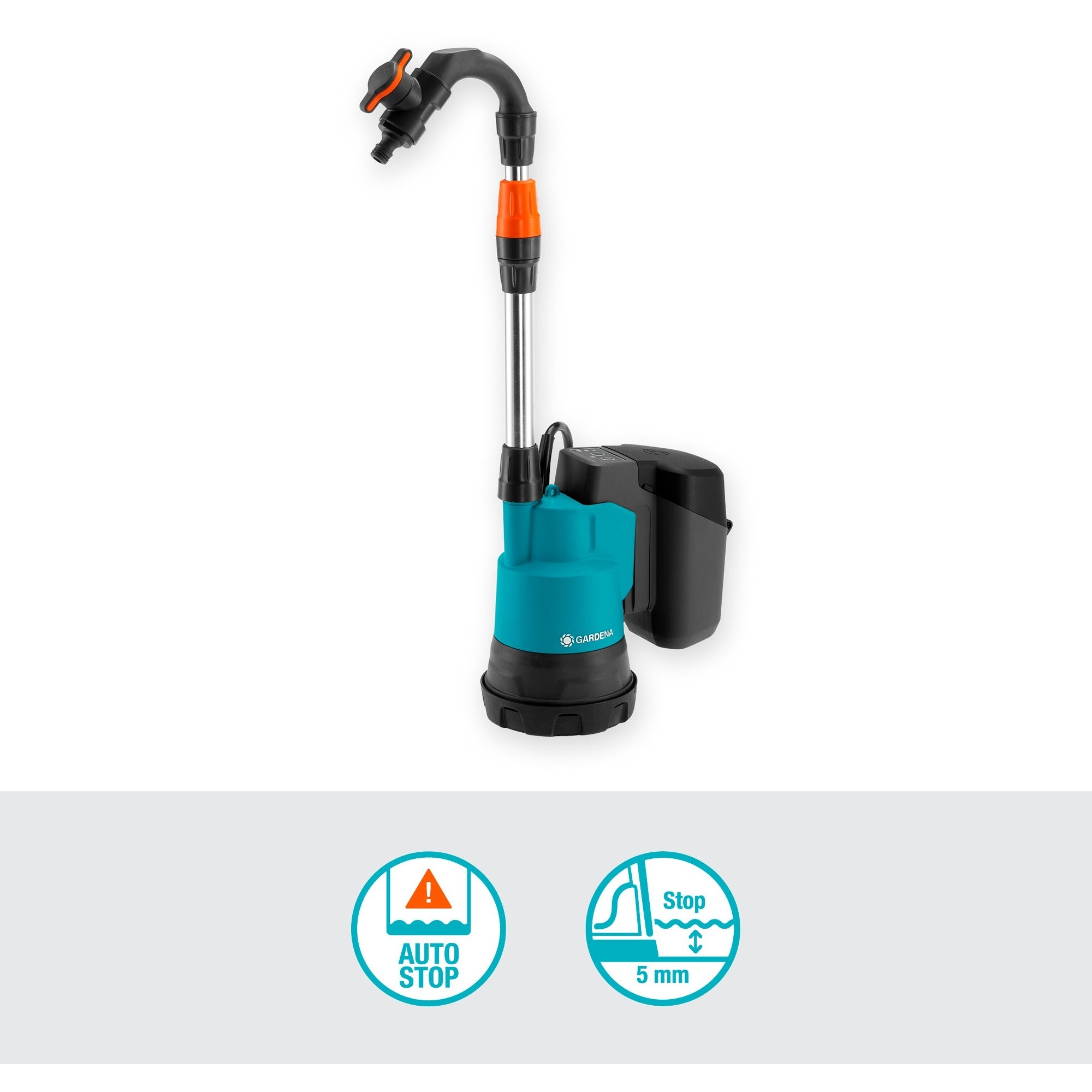 Gardena accu regentonpomp 2000 2 18v p4a set dompel- en drukpompen (turquoise grijs, 14602-20, accu inbegrepen)