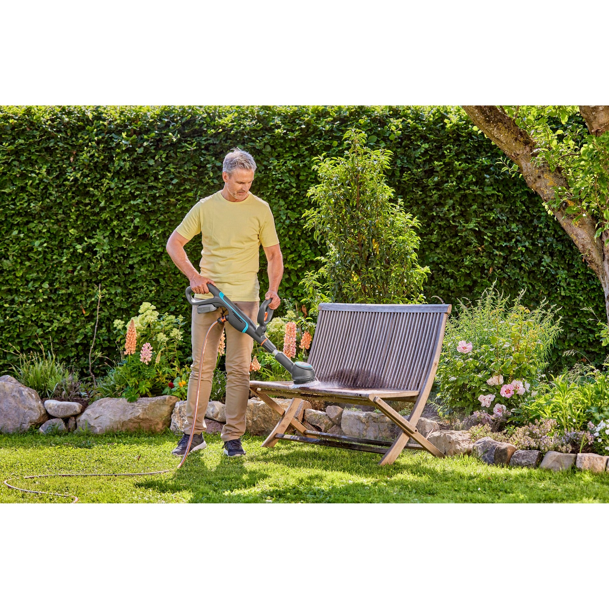 Gardena aquabrush compact accu-multireiniger 02 18v p4a solo vloerreiniger (grijs turquoise, 14840-55, power for all alliance, accu en lader niet inbegrepen)