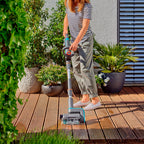 Gardena aquabrush patio 18v p4a solo accu multi-reiniger vloerreiniger (grijs turquoise, 14841-55, accu en lader niet inbegrepen, power for all alliance)