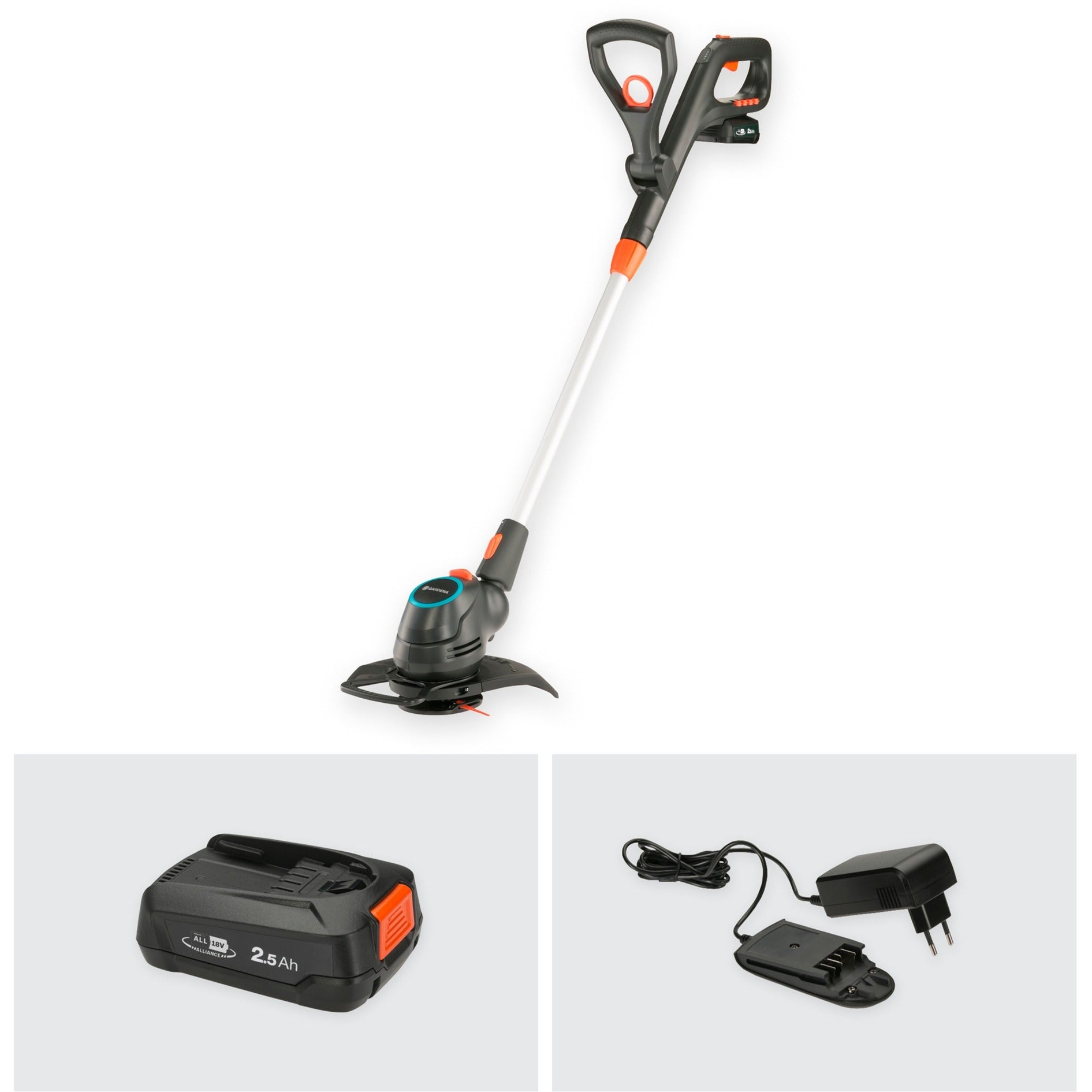 Gardena comfortcut 23 18v p4a set grastrimmer (grijs oranje, 14701-20, accu inbegrepen)