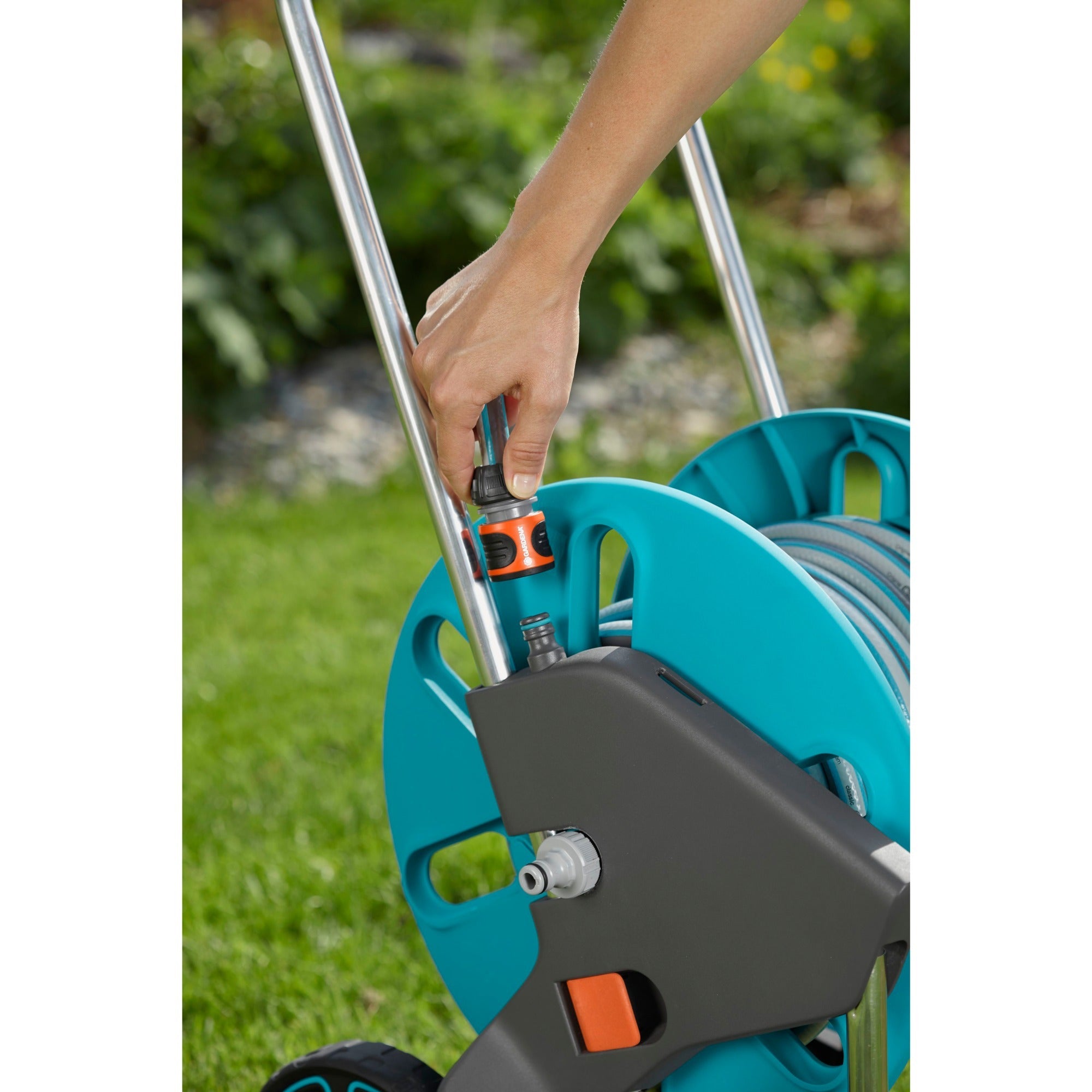 Gardena slangenwagen aquaroll m easy set (turquoise grijs, 18517-20)