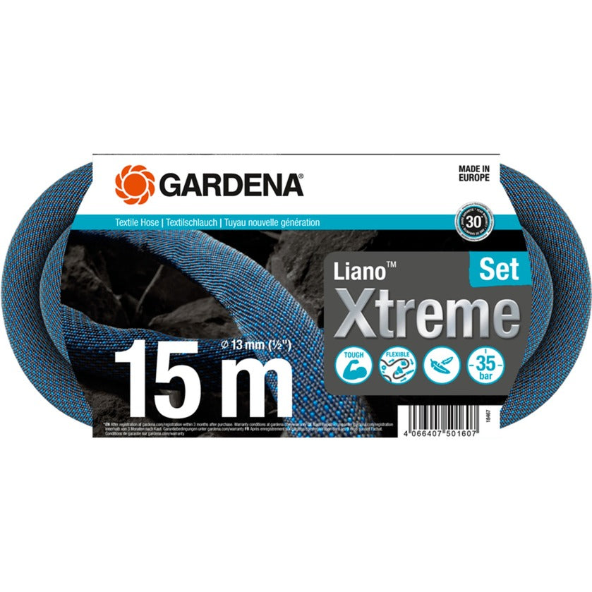 Gardena textielslang liano xtreme 15 m set (donkergrijs oranje)
