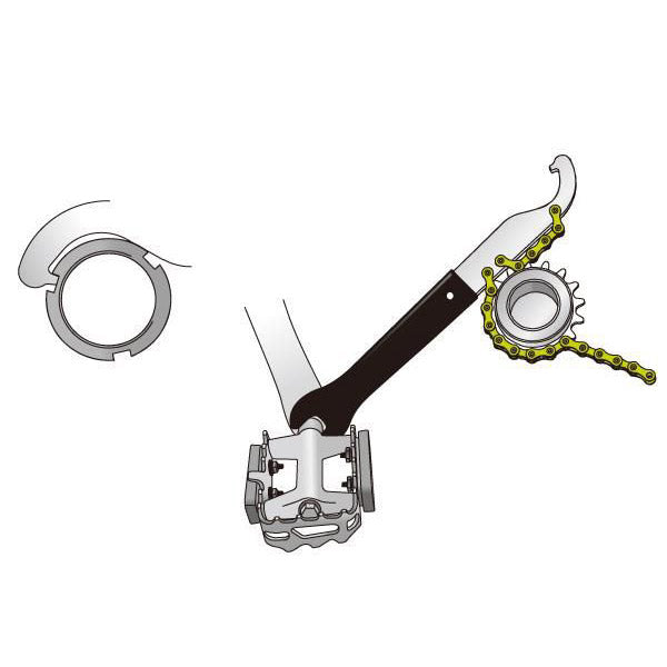 IceToolz Pedaalsleutel met haak en freewheelafnemer 1/2 x 1/8" 34s2