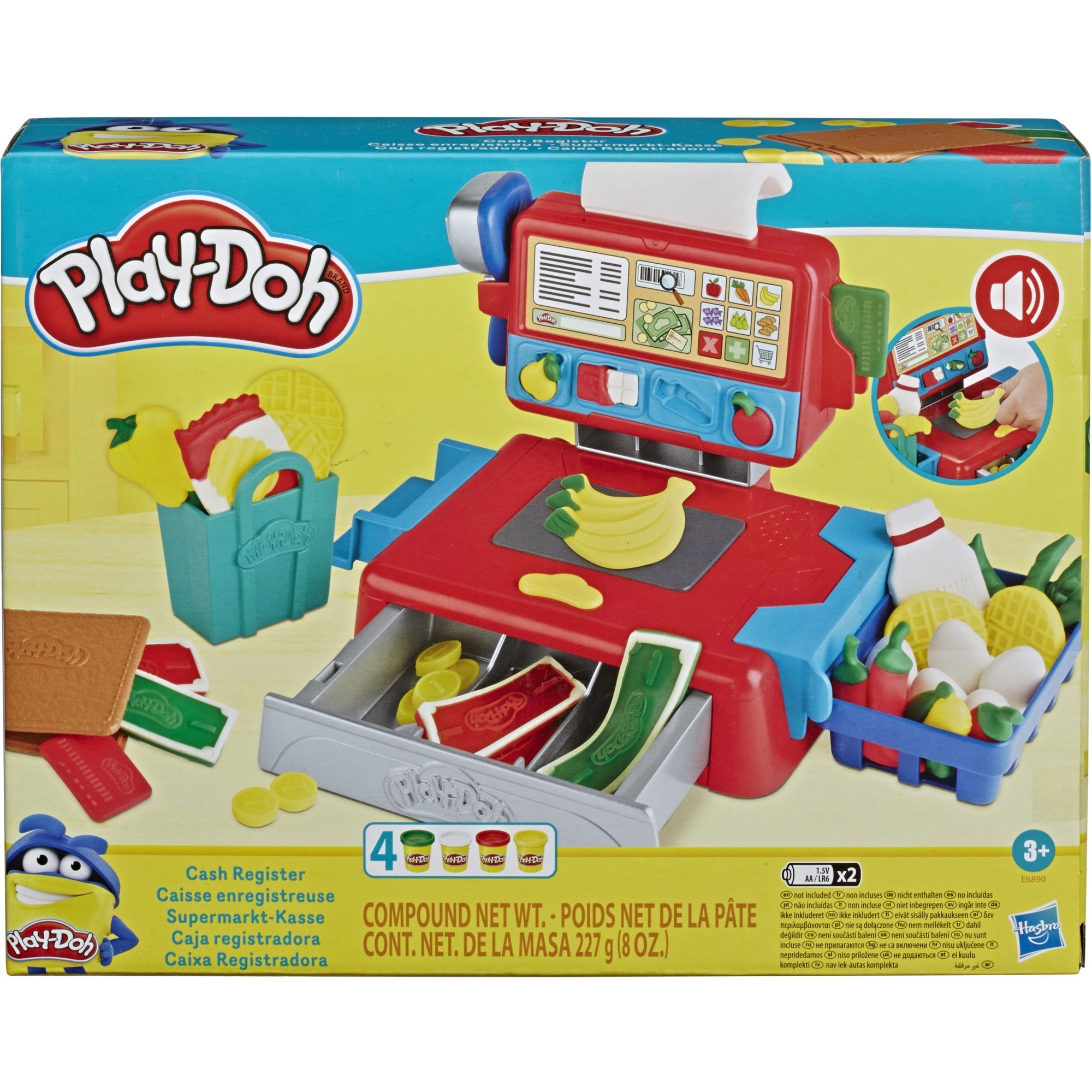 Play-doh kassa + 4 potjes klei + geluid
