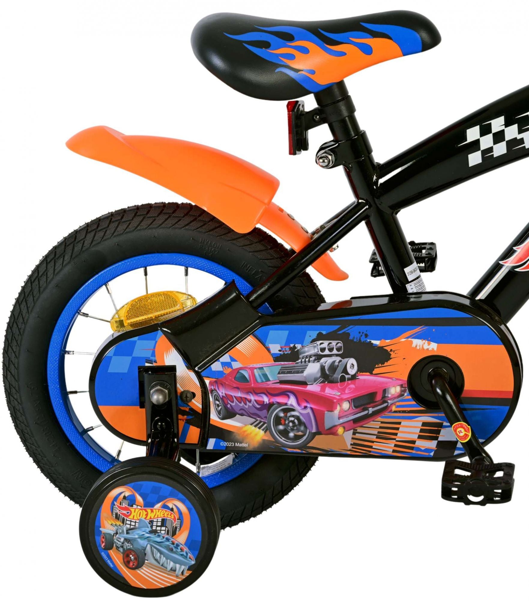 Volare hot wheels 12 fiets zwart oranje blauw 31256