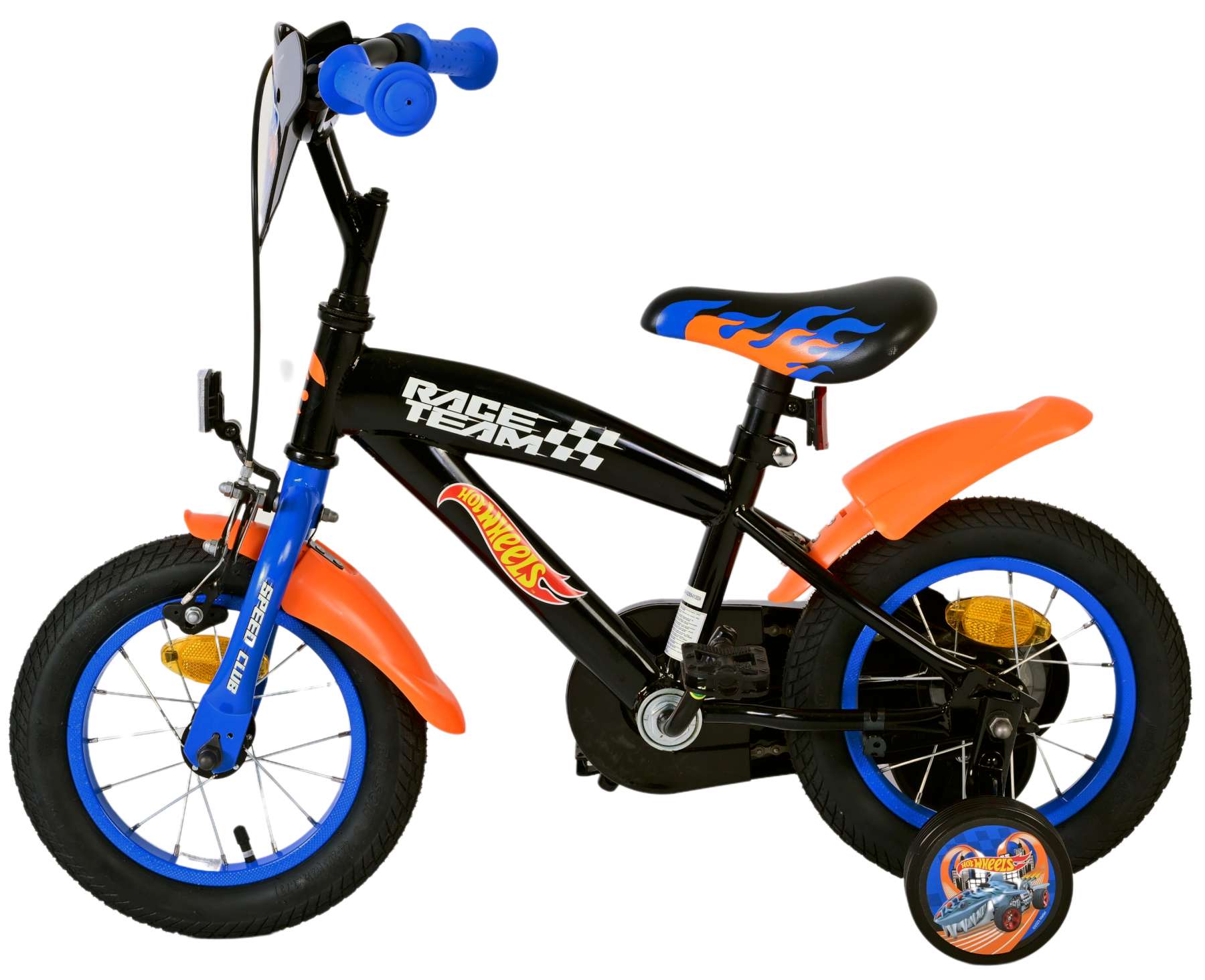 Volare hot wheels 12 fiets zwart oranje blauw 31256