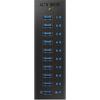 Icy box ib-ac6110 usb-hub (zwart, 10x usb 3.0 poorten)