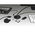 Icy box ib-hub1404 usb-hub (zwart, incl. usb-c, sd- en microsd kaartlezer en oplaadfunctie)
