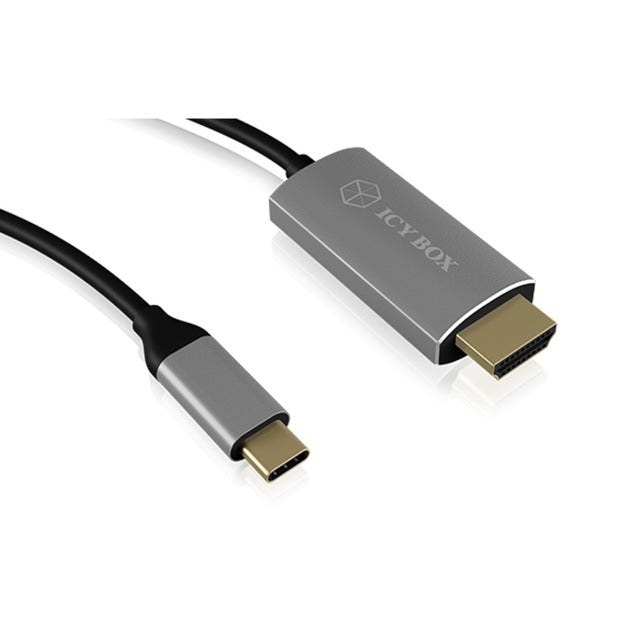 Icy box usb-c (male) > hdmi (male) kabel (zwart, 1,8 meter)