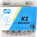 Kmc ketting sinle speed k1 narrow zilver 100 schakels - zilver