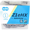 KMC Z1eHX Narrow EPT Extra Long 128 schakels E-bike Lock - 7.8mm Pin - Donker Zilver