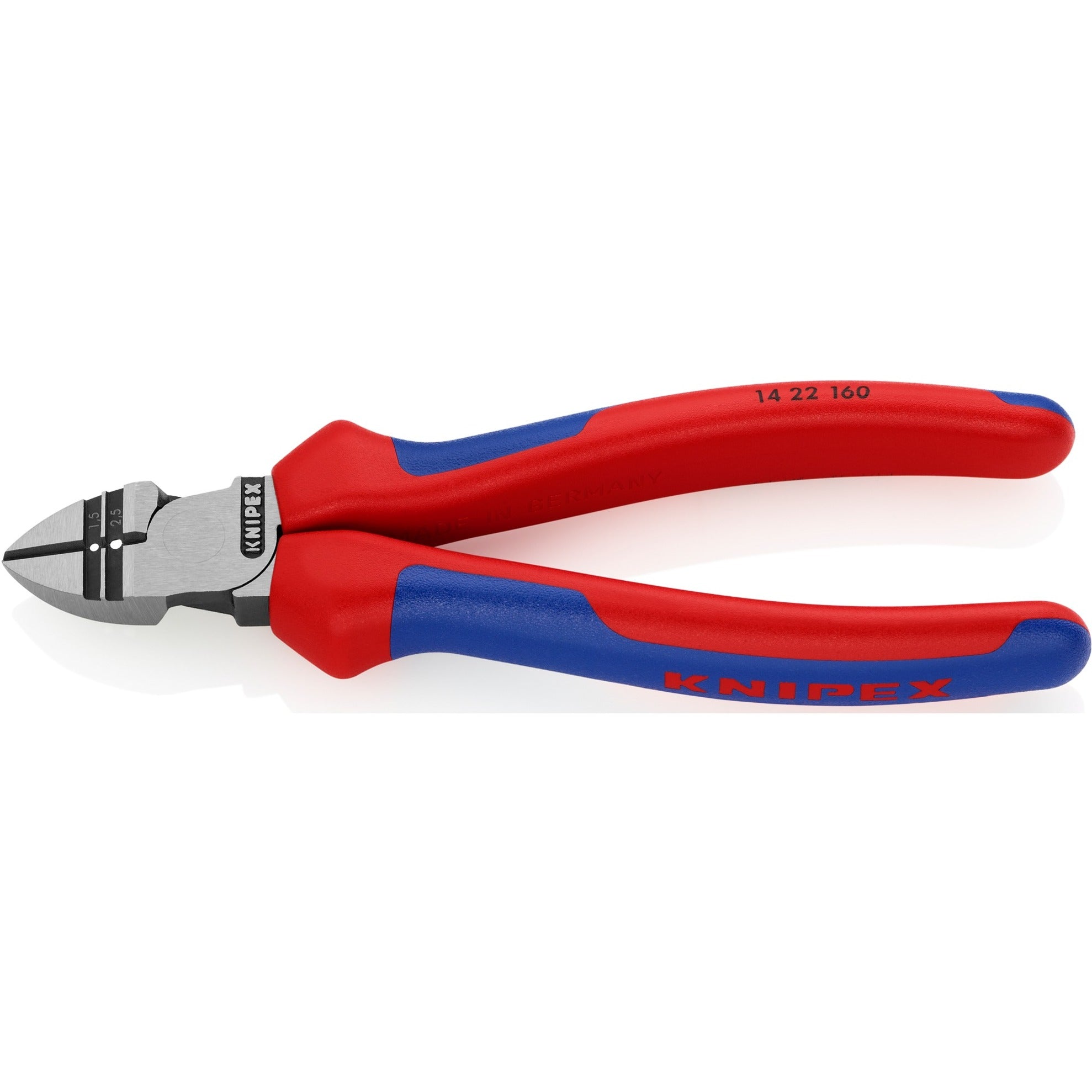 Knipex afstrip-zijsnijtang 14 22 160 kniptang (rood blauw, lengte 160mm, vde-getest)