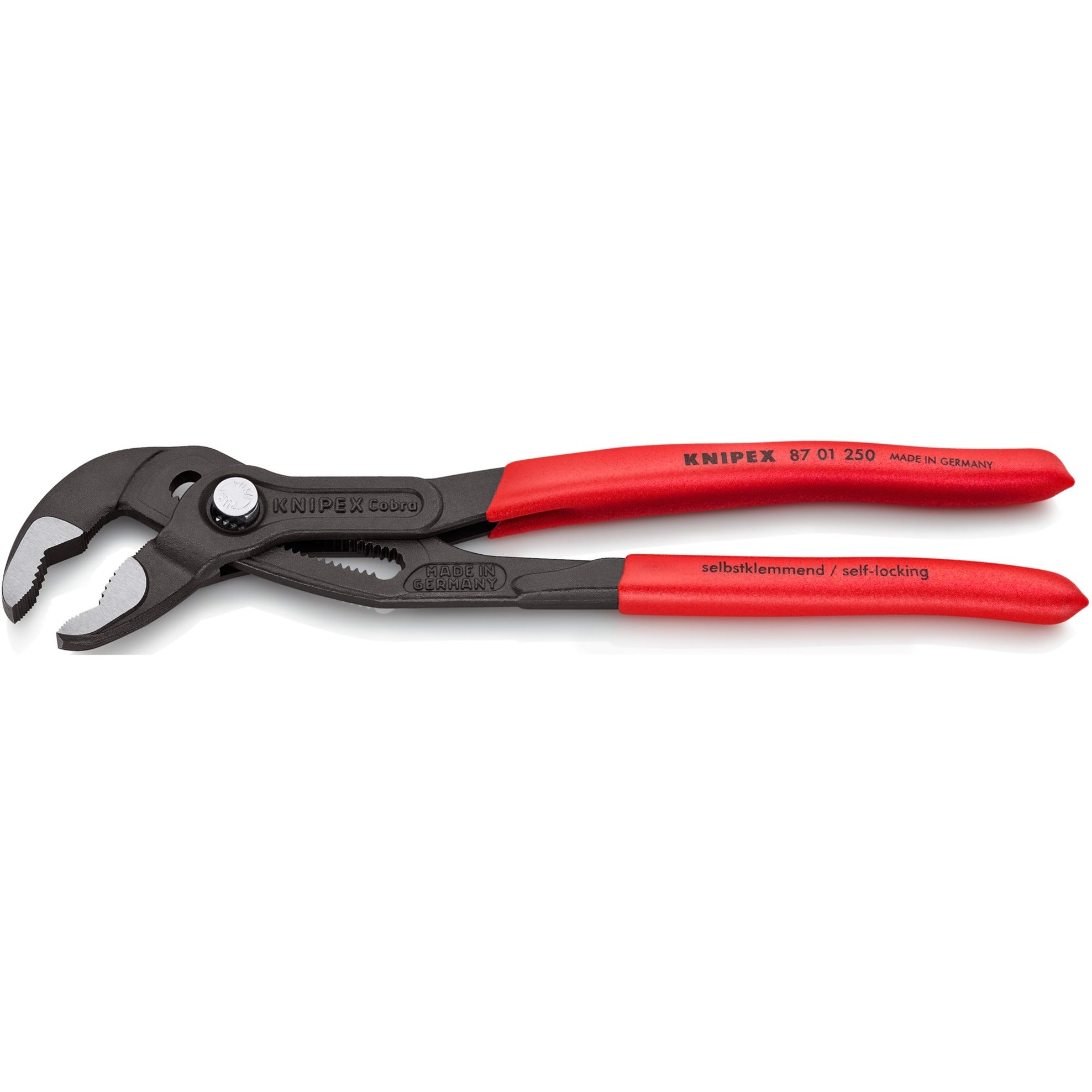 Knipex cobra 250 mm 87 01 250 zweedse- waterpomp-tang (rood, getande grijpvlakken, doorgestoken scharnier )