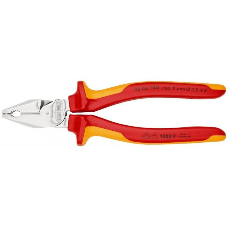 Knipex kracht-kombitang 02 06 180 vde combinatietang (rood geel, lengte 180mm)