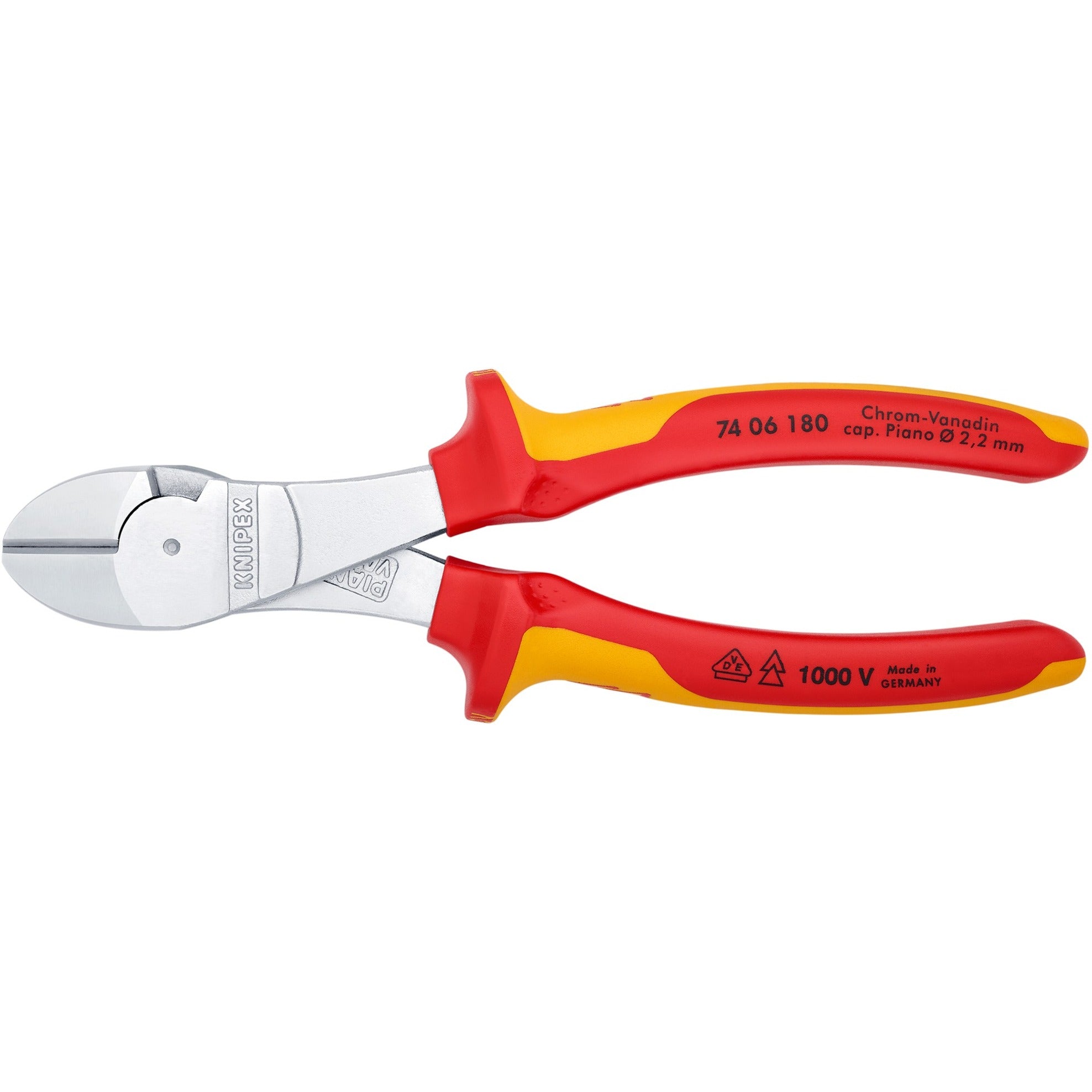 Knipex kracht-zijsnijtang 7406180 kniptang (rood geel)