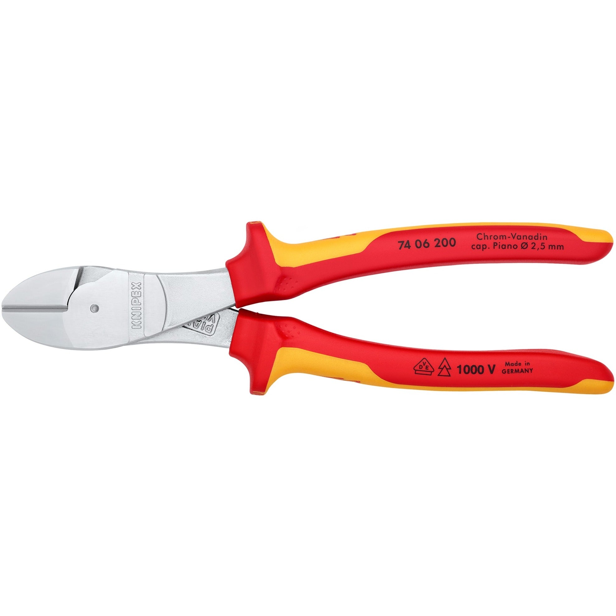 Knipex kracht-zijsnijtang verchroomd 200 mm - 7406200