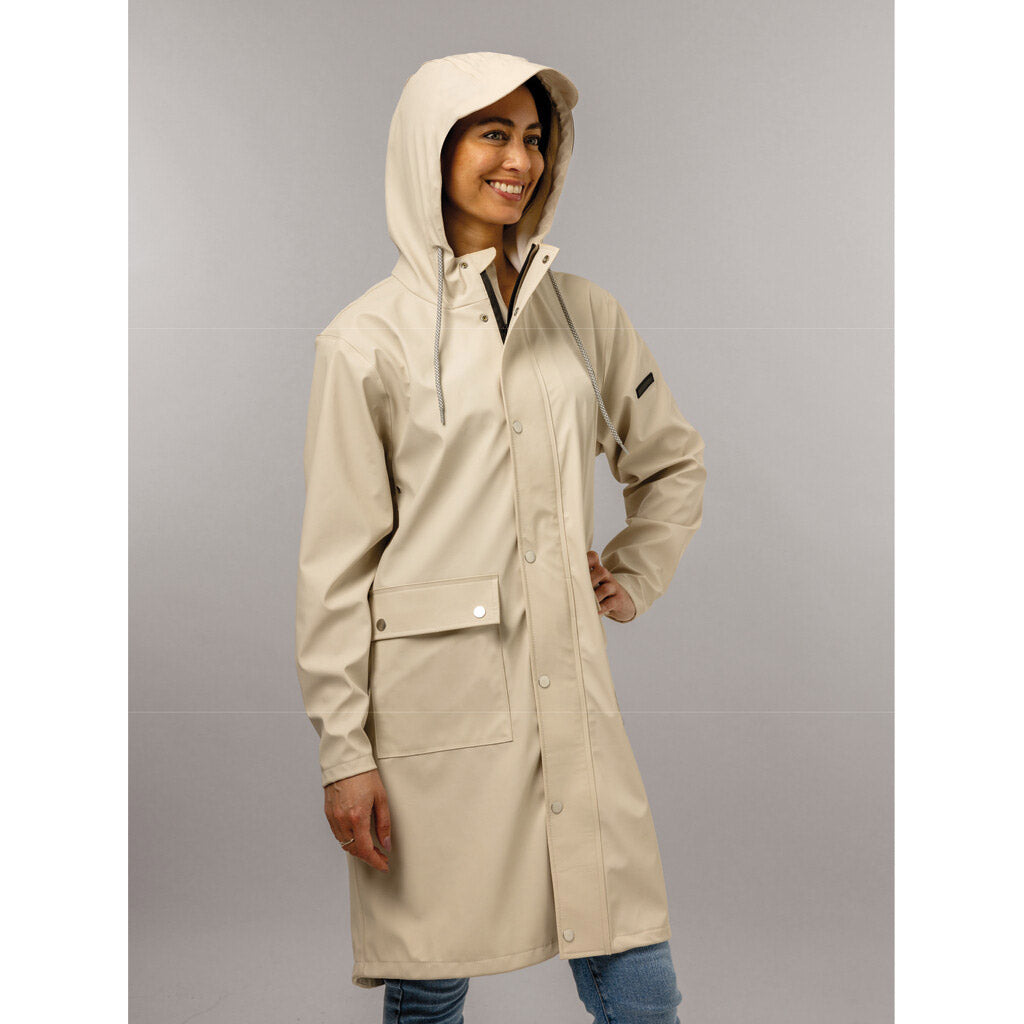 Mirage regenjas rainfall trenchcoat - maat m - gemaakt van polyester soft touch - off white